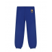 Синие спортивные брюки с желтым логотипом GUCCI | Фото 1