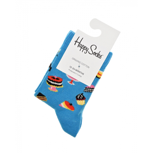 Голубые носки с принтом &quot;торты&quot; Happy Socks | Фото 1