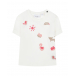 Белая футболка с вышивкой Sanetta Kidswear | Фото 1