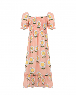 Розовое платье с принтом &quot;ромашки&quot; Mini Rodini Розовый, арт. 22250103 28 | Фото 1