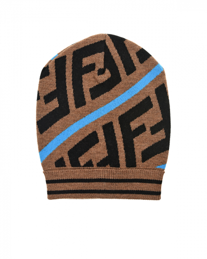 Коричневая шапка с логотипом Fendi | Фото 1