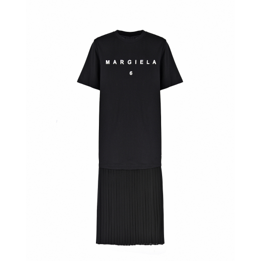 Черное платье с белым логотипом MM6 Maison Margiela | Фото 1