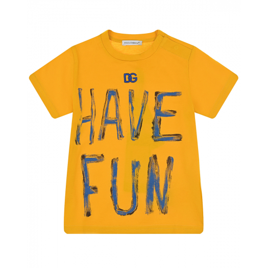 Желтая футболка с принтом &quot;have fun&quot; Dolce&Gabbana | Фото 1