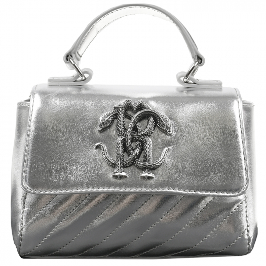 Серебристая стеганая сумка с лого Roberto Cavalli | Фото 1
