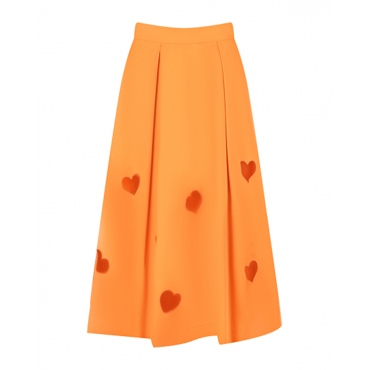 Оранжевая юбка с декором &quot;сердца&quot; MSGM | Фото 1
