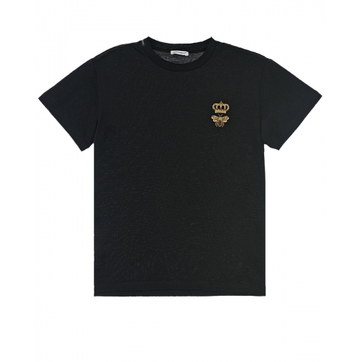 Черная футболка с вышитым логотипом Dolce&Gabbana | Фото 1