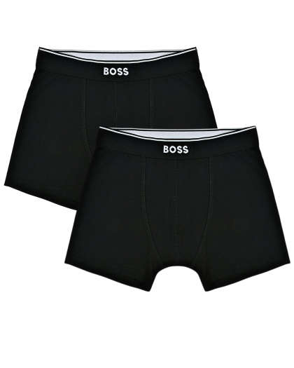 Трусы-боксеры с логотипом 2шт, черные BOSS | Фото 1