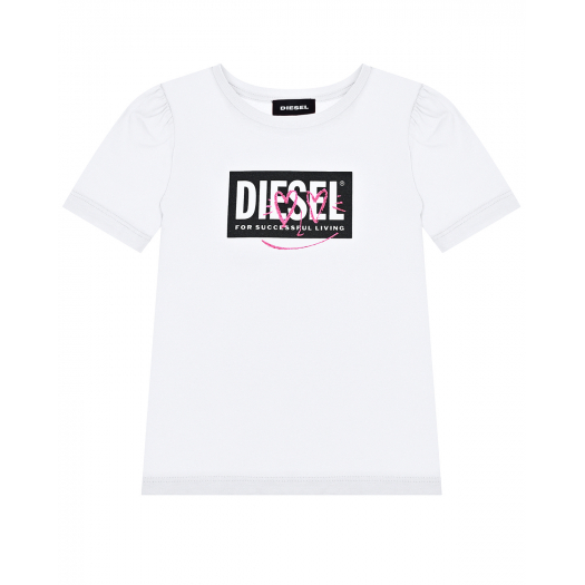 Белая футболка с крупным логотипом Diesel | Фото 1