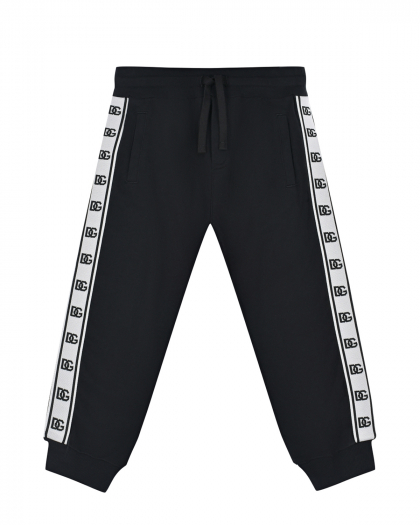 Спортивные брюки с брендированными лампасами, черные Dolce&Gabbana | Фото 1