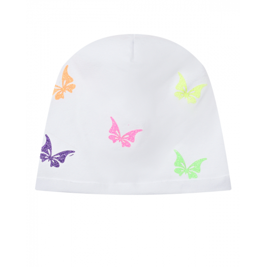 Белая шапка с принтом &quot;бабочки&quot; Catya | Фото 1