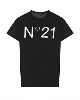 Черная футболка с крупным белым логотипом No. 21 Черный, арт. N21173 N0153 0N900 | Фото 1