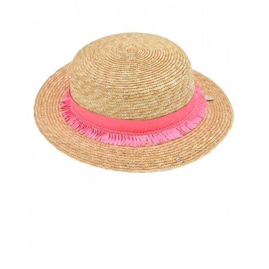 Шляпа из соломы с розовой лентой Il Trenino | Фото 1