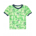 Зеленая футболка с принтом &quot;крокодилы&quot; Sanetta Kidswear | Фото 1