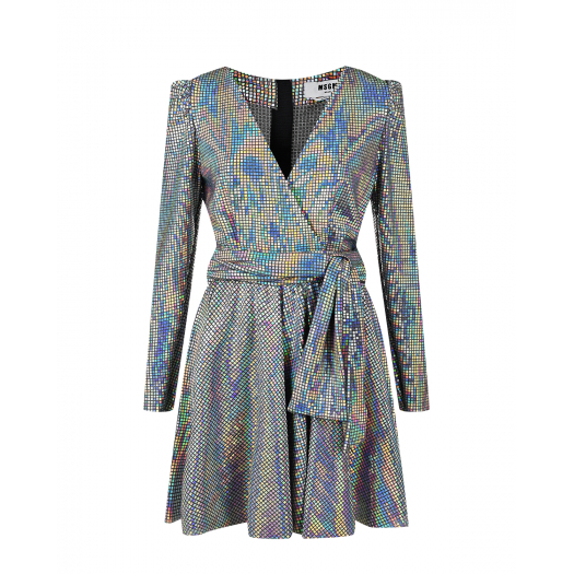 Платье с объемными рукавами из ткани с голографическим эффектом MSGM | Фото 1