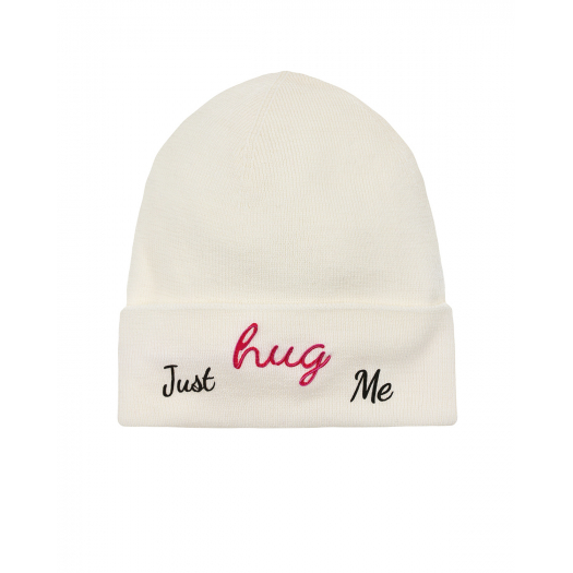 Шерстяная шапка с надписью &quot;Just hug me&quot; Regina | Фото 1