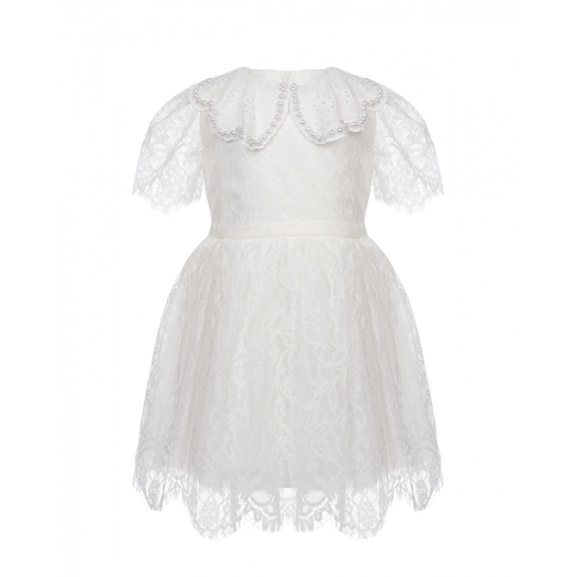 Белое платье с отделкой кружевом и бусинами Eirene | Фото 1