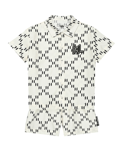 Комплект рубашка + бермуды со сплошным логотипом, белый Karl Lagerfeld kids | Фото 1