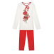 Красно-белая пижама с новогодним принтом La Perla | Фото 1