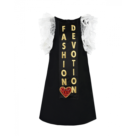 Платье из кади с декоративной нашивкой Dolce&Gabbana | Фото 1