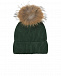 Зеленая шапка с меховым помпоном ADD | Фото 2