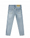 Голубые джинсы с нашивками и стразами Monnalisa | Фото 2