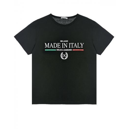 Черная футболка с принтом &quot;Made in Italy&quot; Dolce&Gabbana | Фото 1