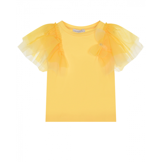 Желтая футболка с рюшами Monnalisa | Фото 1