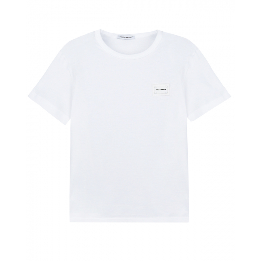 Однотонная футболка с логотипом на патче Dolce&Gabbana | Фото 1