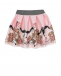 Розовая юбка с принтом &quot;Алиса в Стране чудес&quot; Monnalisa | Фото 1