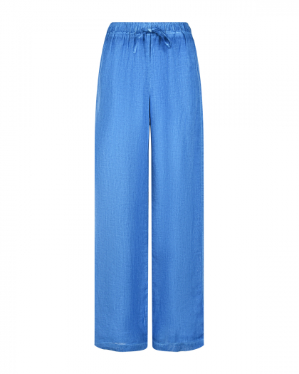Синие брюки свободного кроя на кулиске 120% Lino | Фото 1