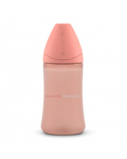 Розовая бутылка с круглой силиконовой соской 3 позиции "BASICS", 270 мл (2 шт)