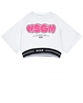 Белый топ с роззовым лого MSGM Белый, арт. MS029444 001 | Фото 1