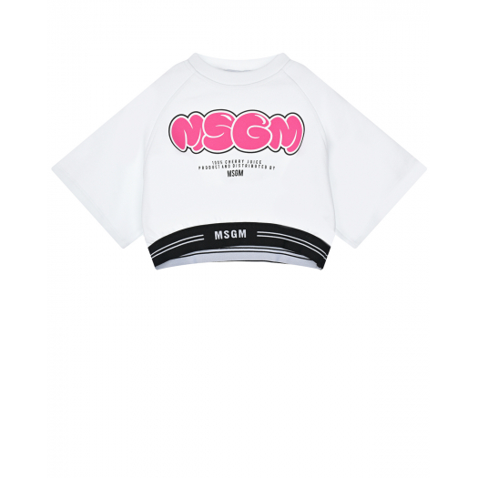 Белый топ с роззовым лого MSGM | Фото 1