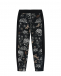 Спортивные брюки с цветочным принтом, черные Monnalisa | Фото 1