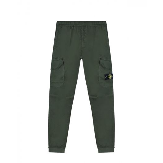 Темно-зеленые брюки с карманами-карго  | Фото 1