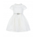 Белое кружевное платье с поясом Monnalisa | Фото 1