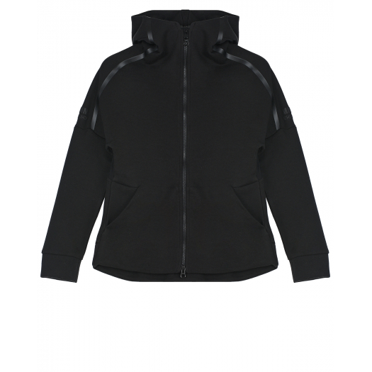 Черная спортивная куртка на молнии Monnalisa | Фото 1
