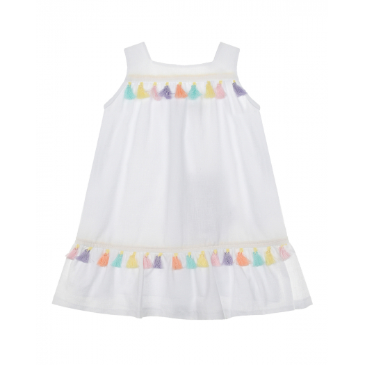 Белое платье с разноцветными кистями Aletta | Фото 1