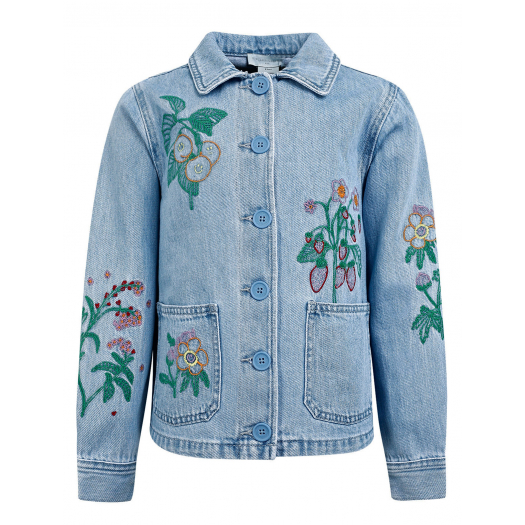 Джинсовая куртка с цветочной вышивкой Stella McCartney | Фото 1