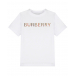Белая футболка с логотипом в клетку Burberry | Фото 1