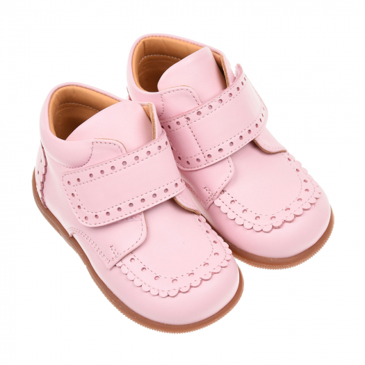 Розовые ботинки из кожи с перфорированным кантом  | Фото 1