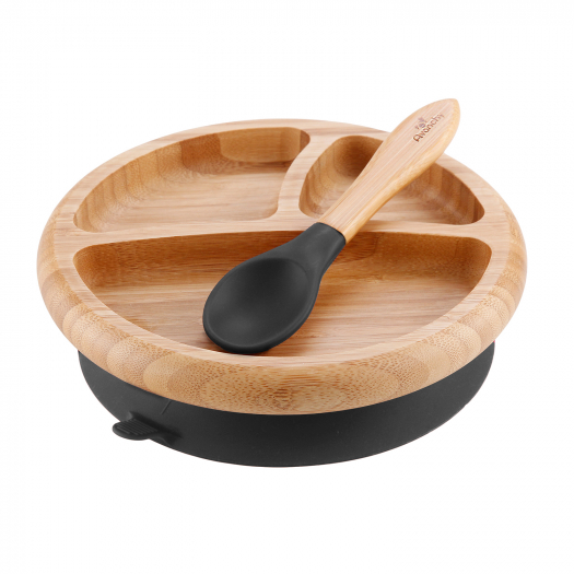 Набор 2 предмета (бамбуковая тарелка Baby, ложка), черный  | Фото 1