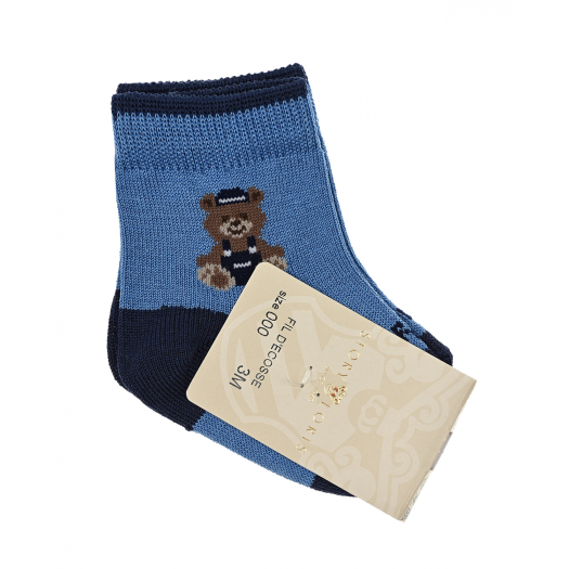 Синие носки с декором &quot;медвежонок&quot; Story Loris | Фото 1