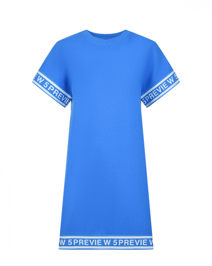 Синее трикотажное платье с белым логотипом 5 Preview | Фото 1