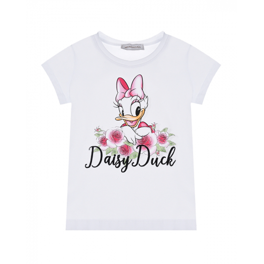 Белая футболка с принтом Daisy Duck Monnalisa | Фото 1