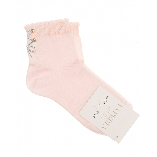 Розовые носки с шнуровкой из страз La Perla | Фото 1