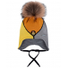 Трехцветная шапка с меховым помпоном Il Trenino | Фото 1
