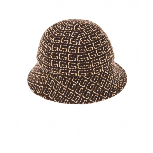 Коричневая шляпа со сплошным логотипом GUCCI | Фото 1