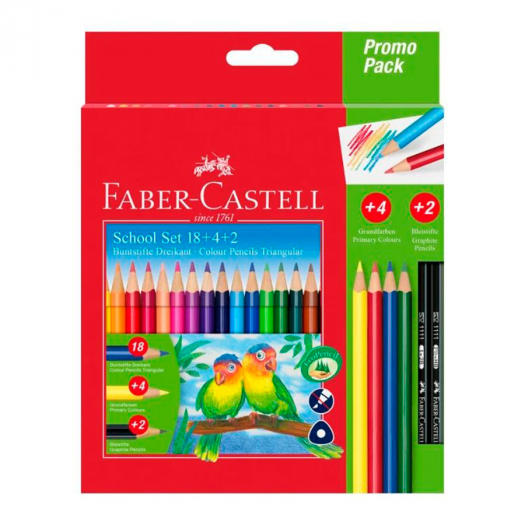 Карандаши цветные 14+4 шт+2 чернографитных Faber-Castell | Фото 1