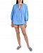 Голубая льняная блуза с V-образным вырезом 120% Lino | Фото 2